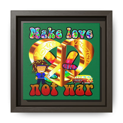 love peace - framed canvas art (dark green)