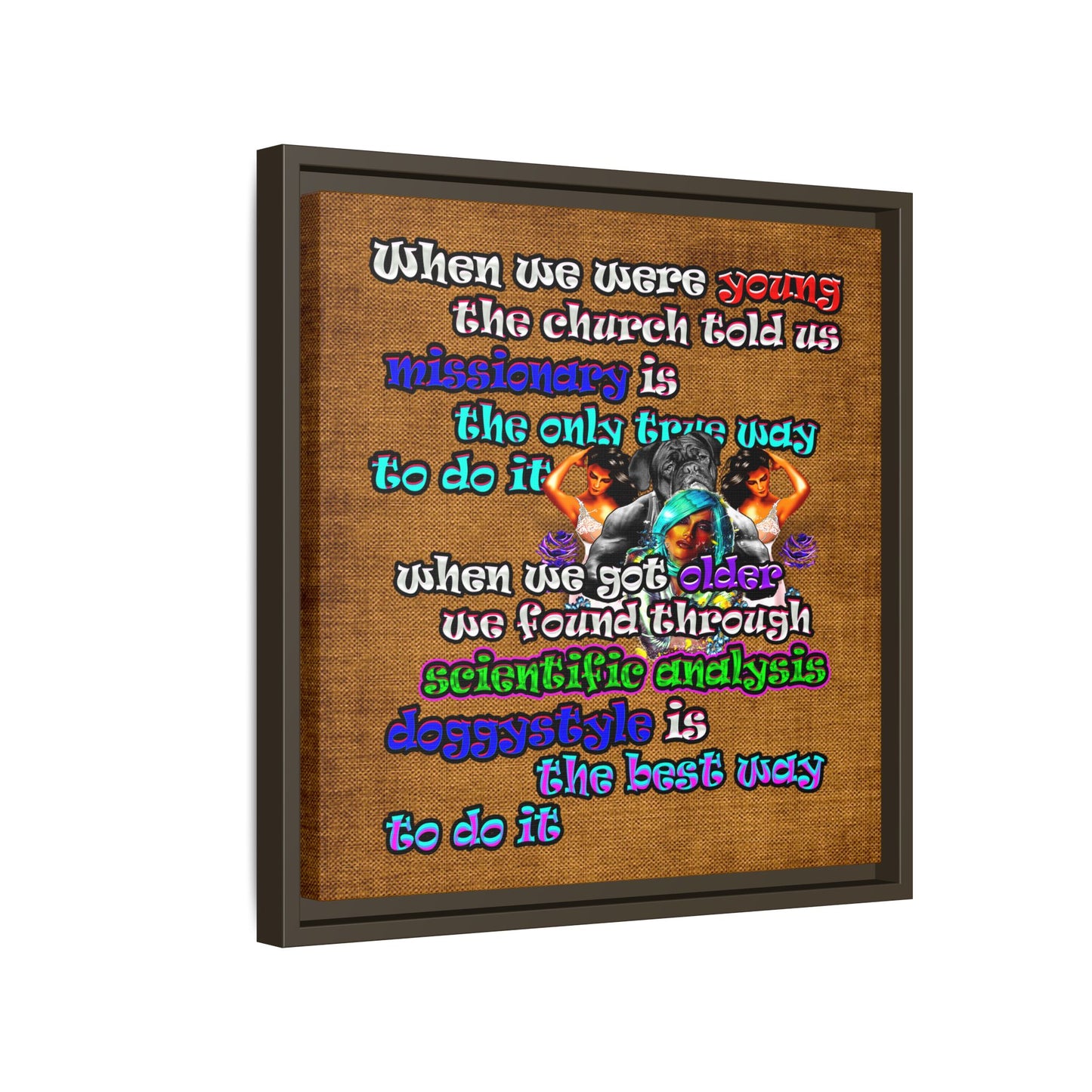 doggystyle - framed canvas art (brown papyrus)