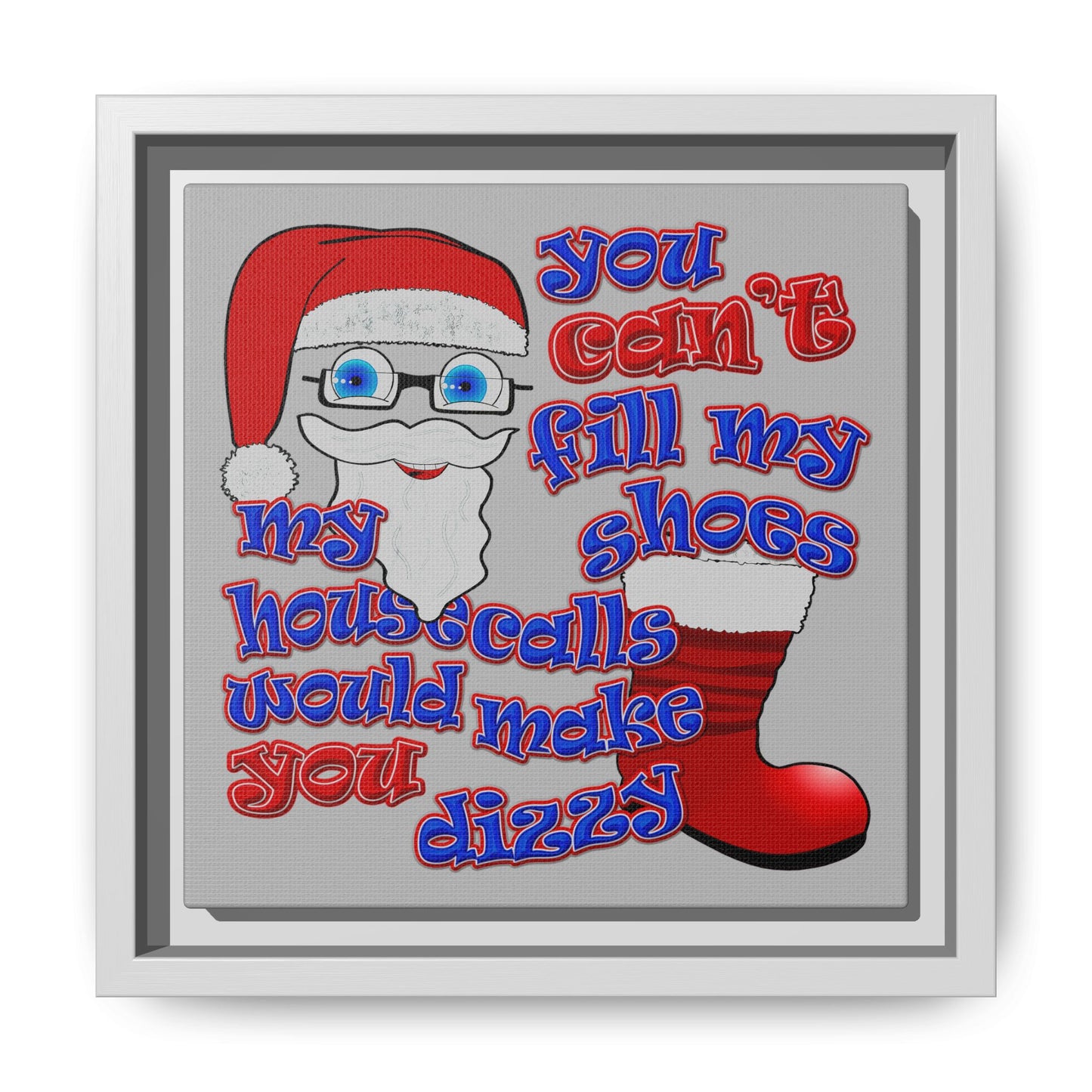 santa's shoes - framed canvas art (light grey)