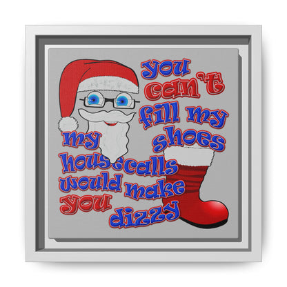 santa's shoes - framed canvas art (light grey)