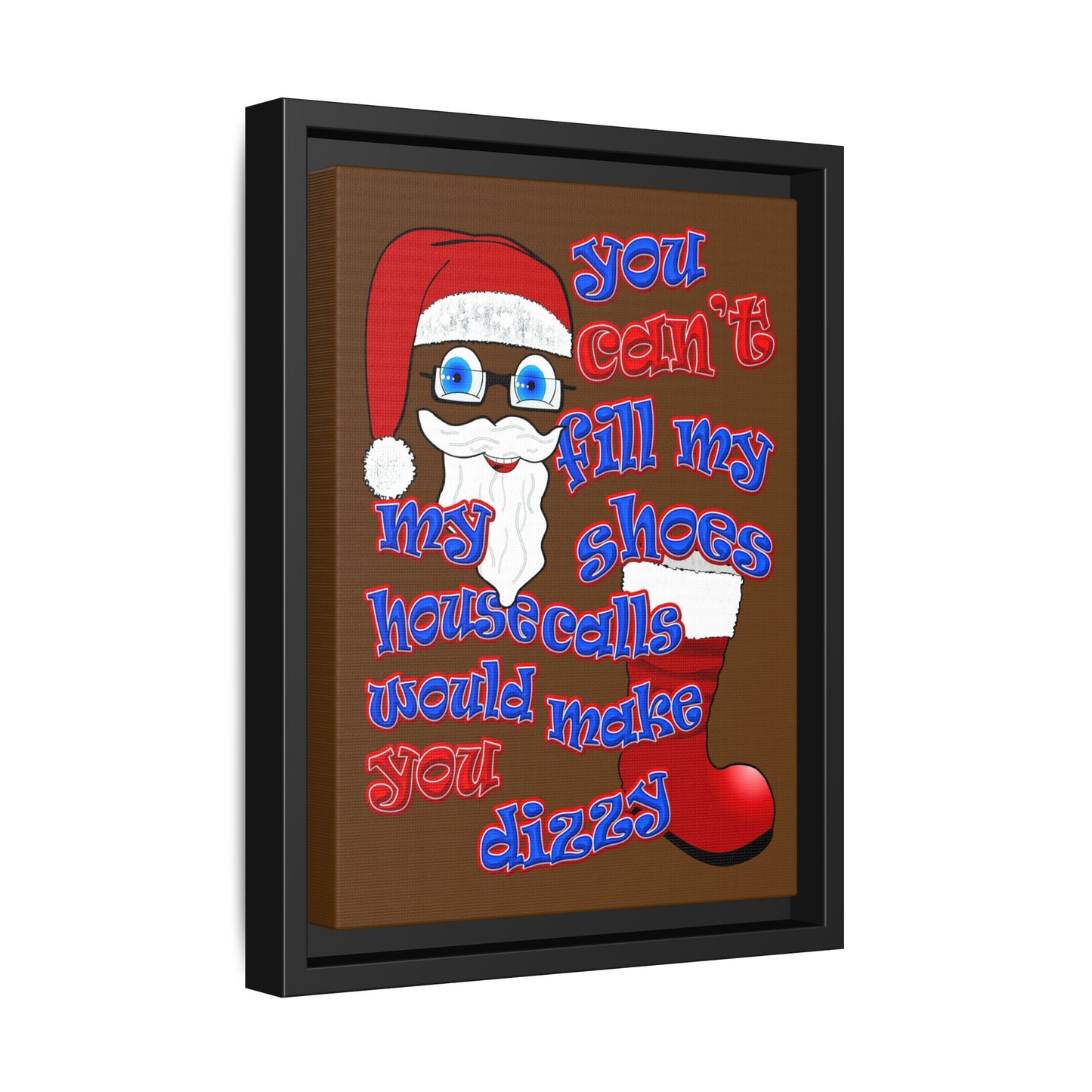 santa's shoes - framed canvas art (brown)