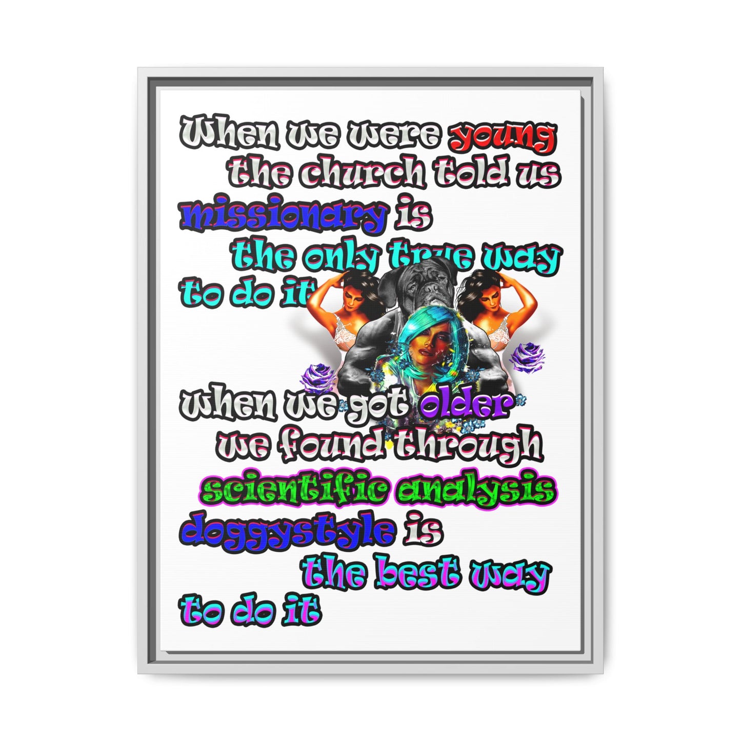 doggystyle - framed canvas art (white)