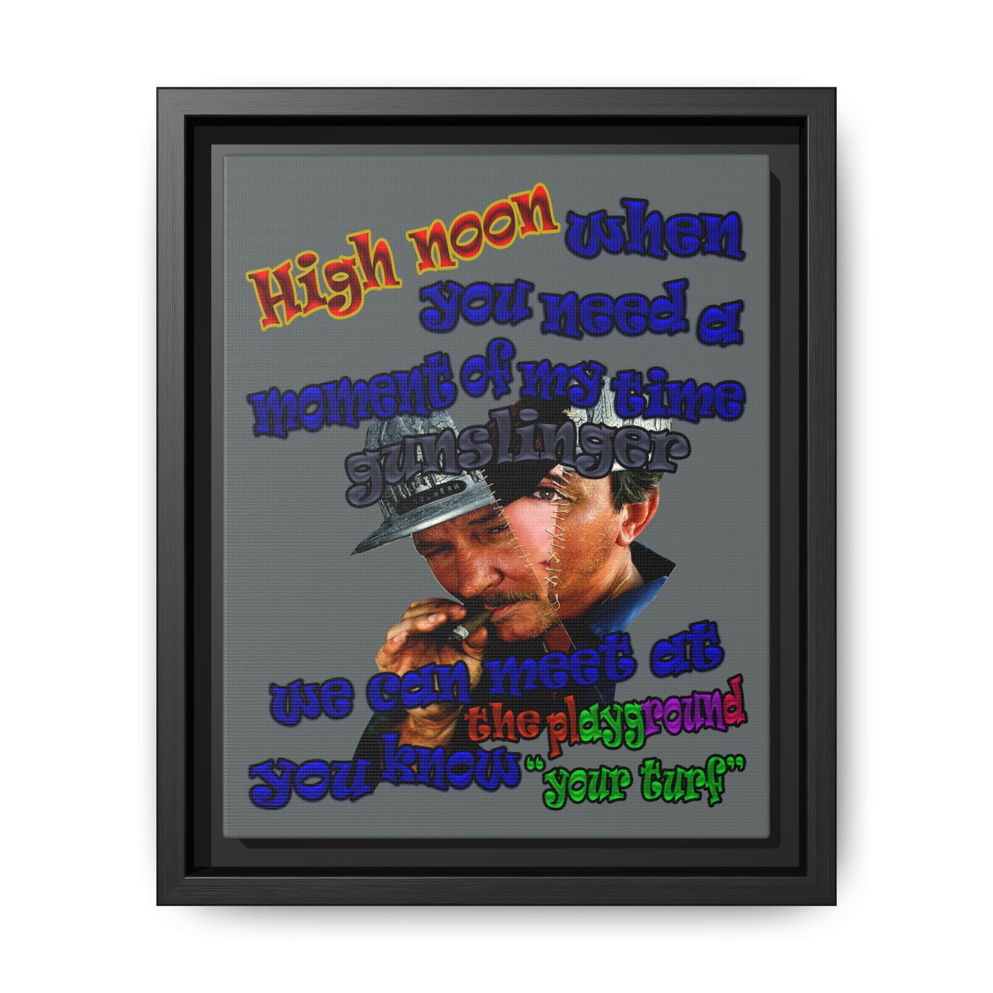 high noon - framed canvas art (dark grey)