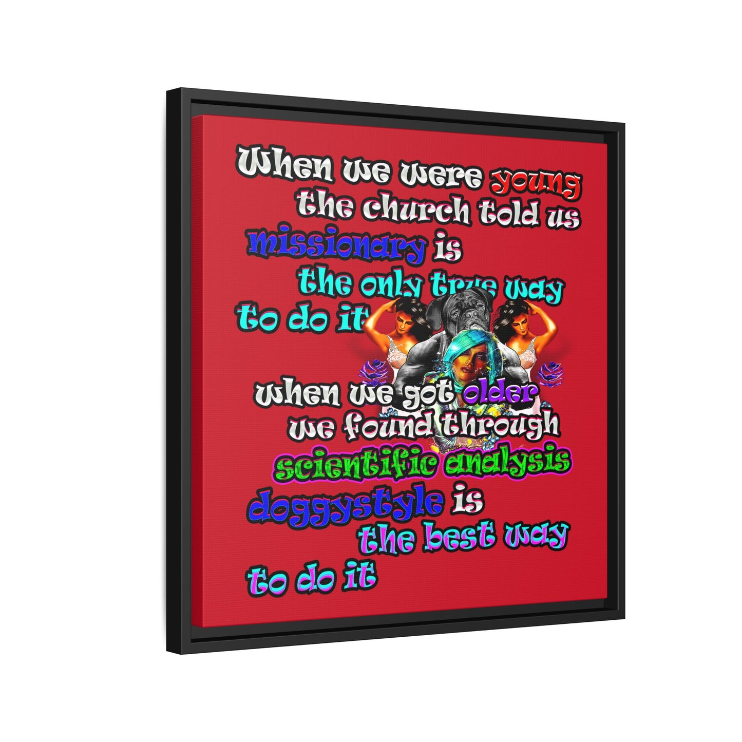 doggystyle - framed canvas art (dark red)