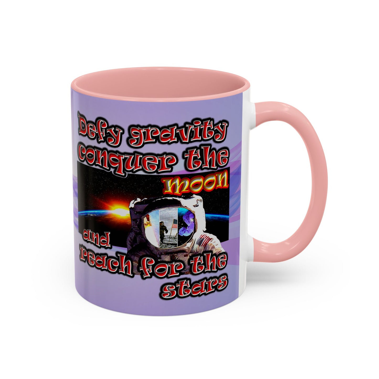 defy conquer reach - Accent Mug (light blue-pink wave)