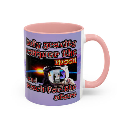 defy conquer reach - Accent Mug (light blue-pink wave)