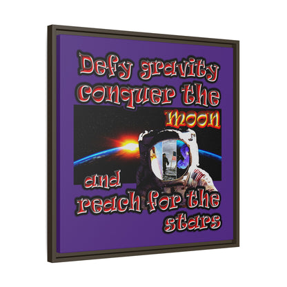 defy conquer reach - framed canvas art (purple)