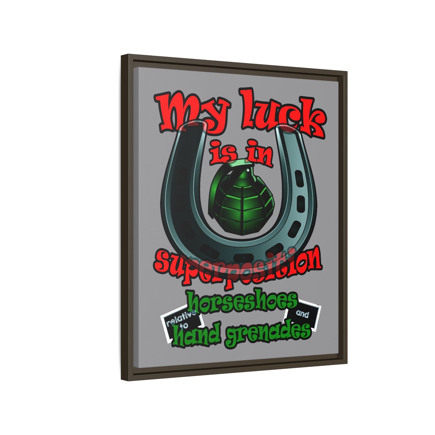 my luck - framed canvas art (grey)