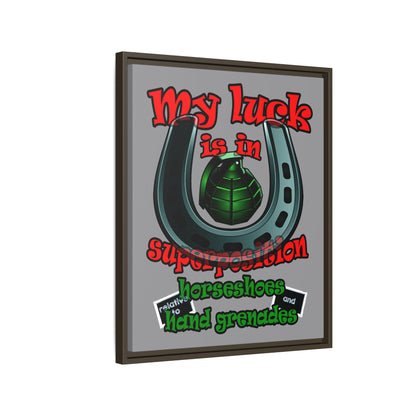 my luck - framed canvas art (grey)