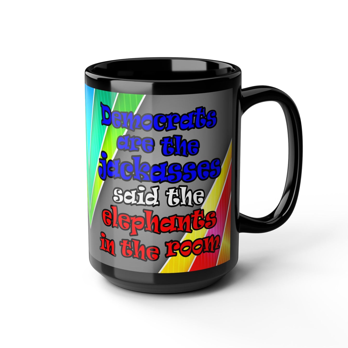 donkeys and elephants - Black Mug (rainbow split)