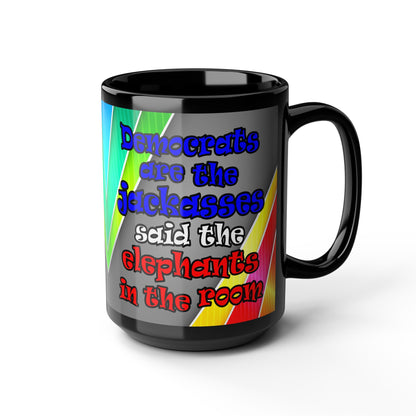 donkeys and elephants - Black Mug (rainbow split)