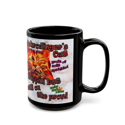 schrodinger's cat - Black Mug (white marble)