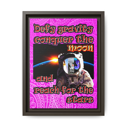 defy conquer reach - framed canvas art (pink swirl)