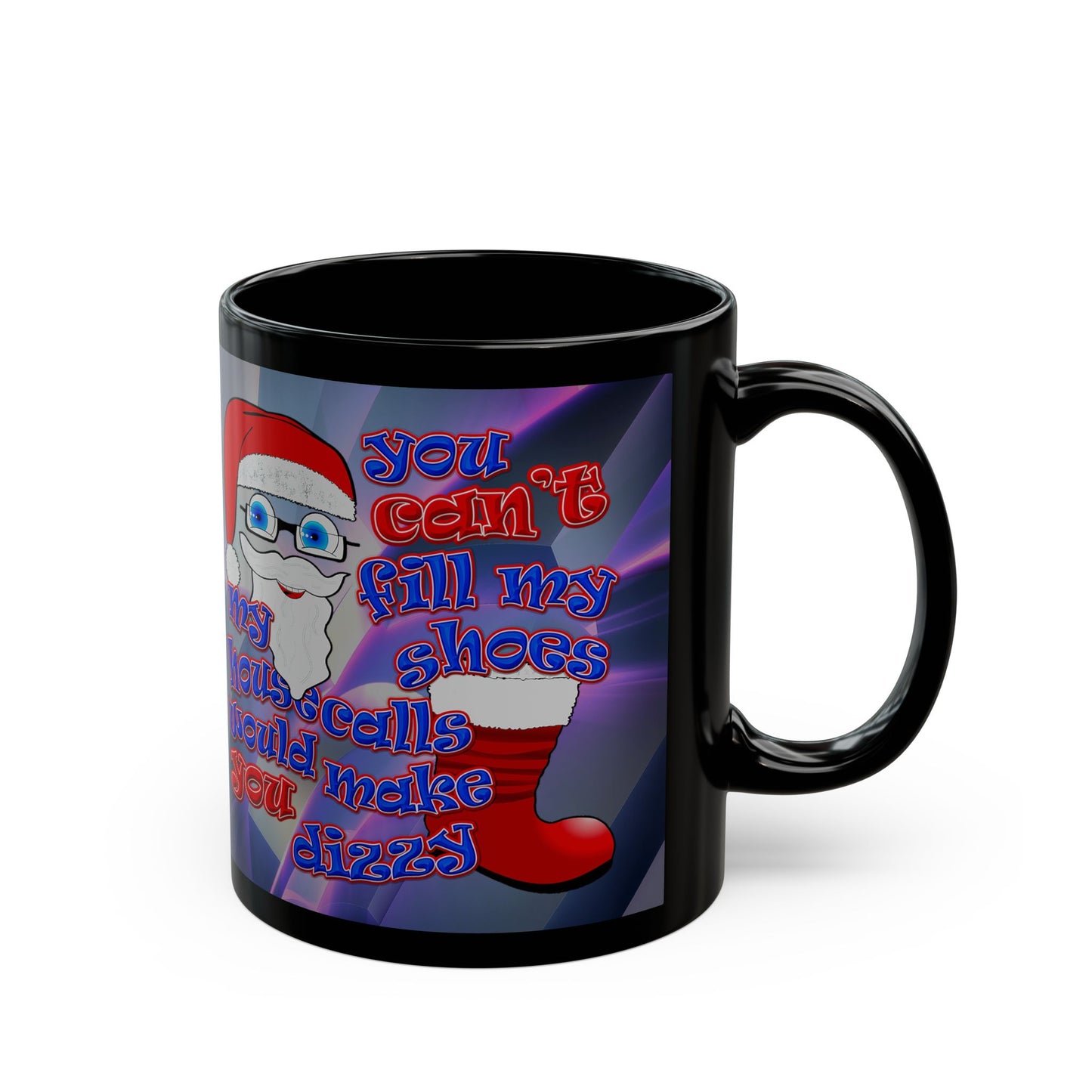 santa's shoes - Black Mug (grey-pink wave)