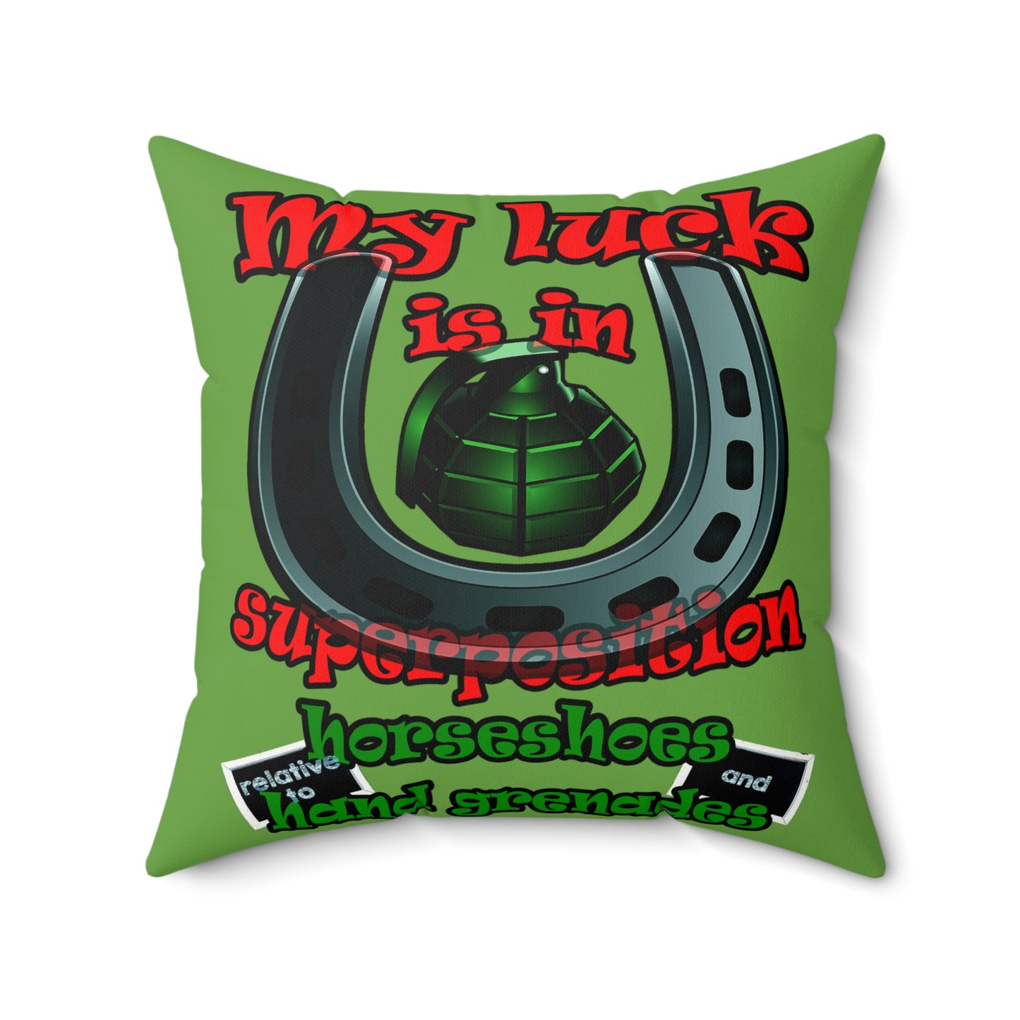 my luck - Faux Suede Square Pillow - (green)