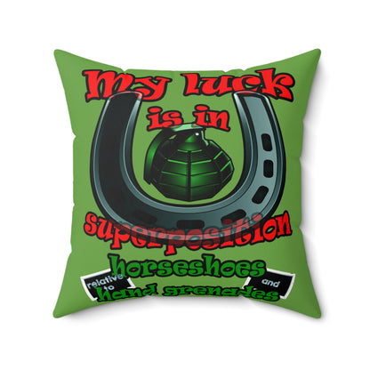 my luck - Faux Suede Square Pillow - (green)
