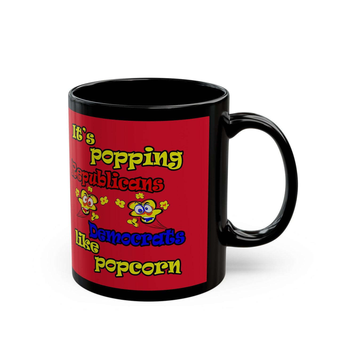 popping like popcorn - Black Mug (dark red)