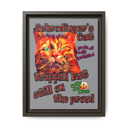 schrodinger's cat - framed canvas art (grey)