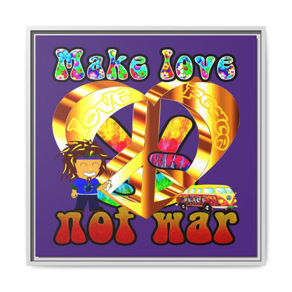 love peace - framed canvas art (purple)