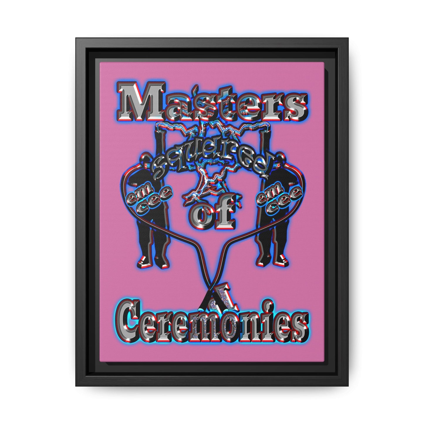 em cee squared - framed canvas art (light pink)