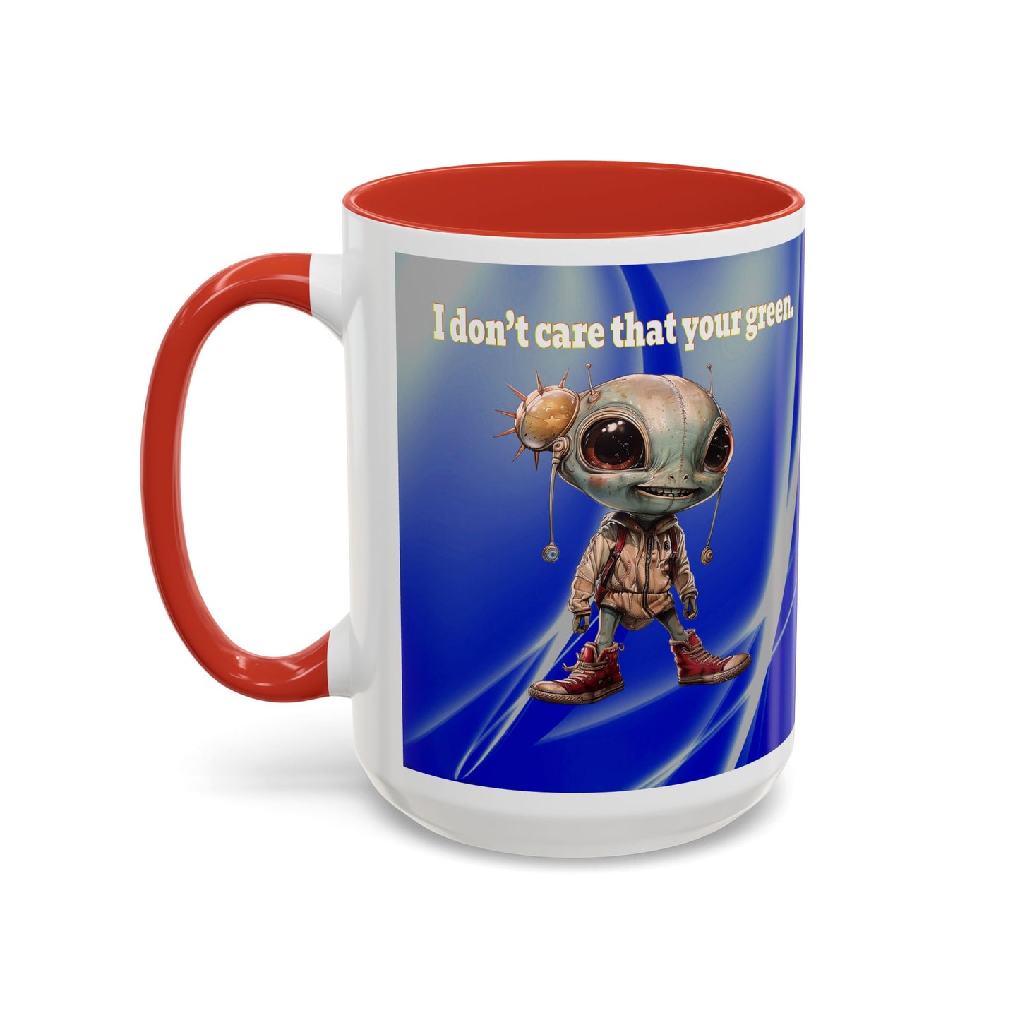 I don't care that your grey - Accent Mug (blue-white wave)