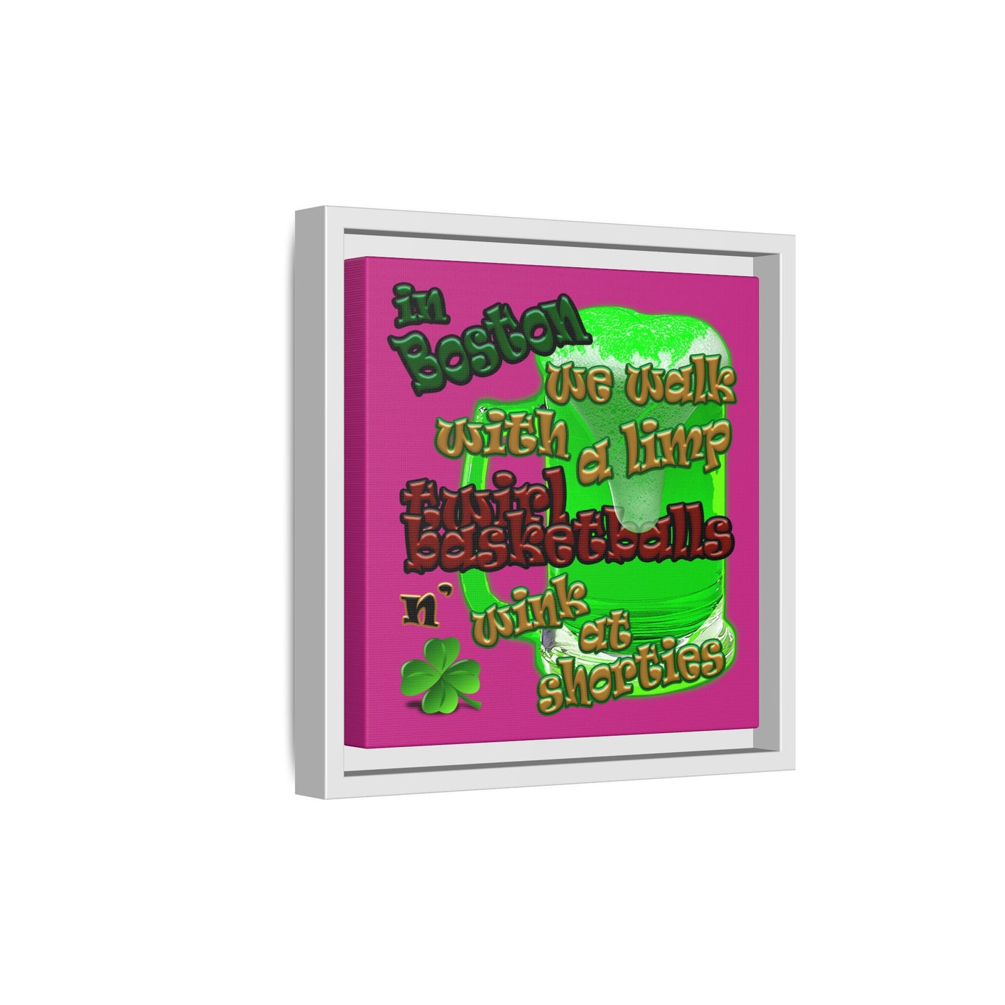 celtics logo - framed canvas art (pink)