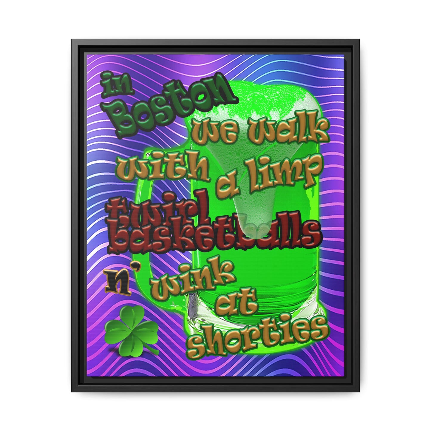 celtics logo - framed canvas art (purple wave)