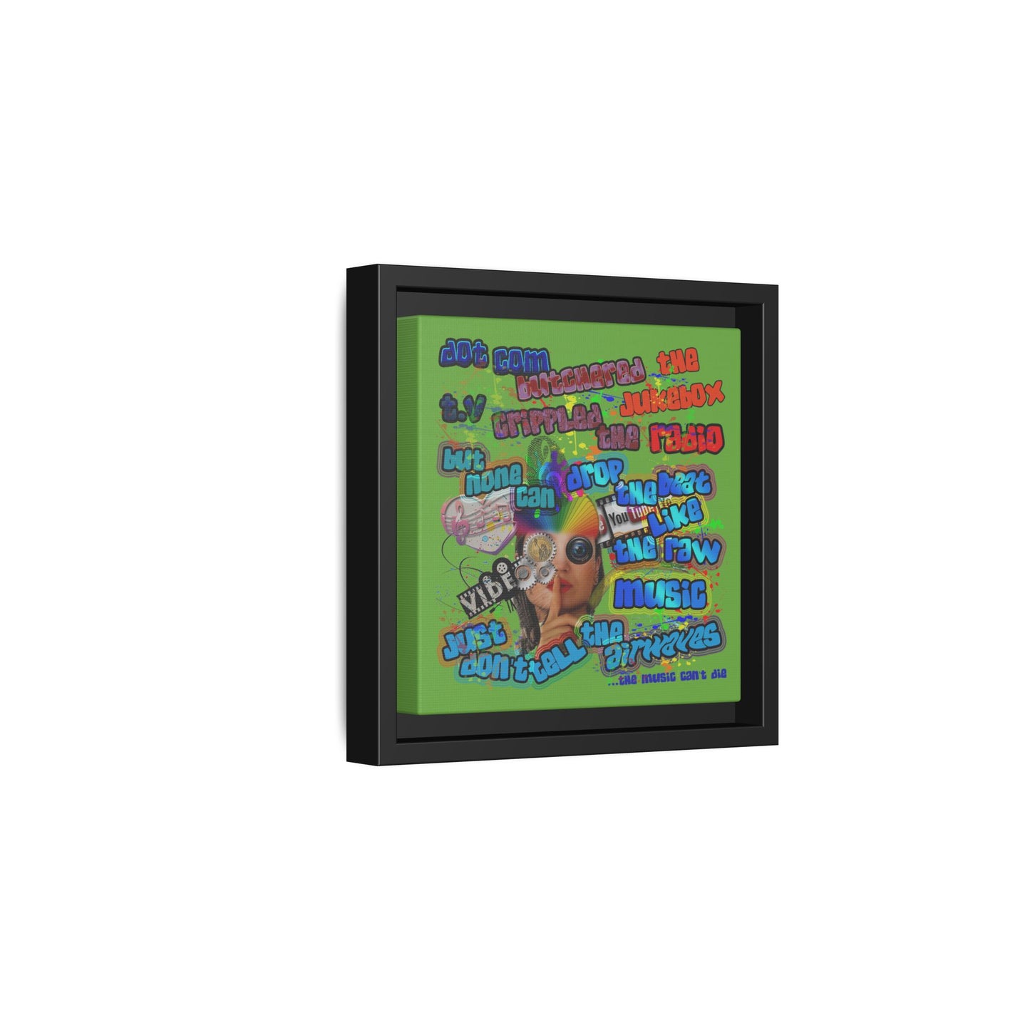 drop the beat - framed canvas art (green)
