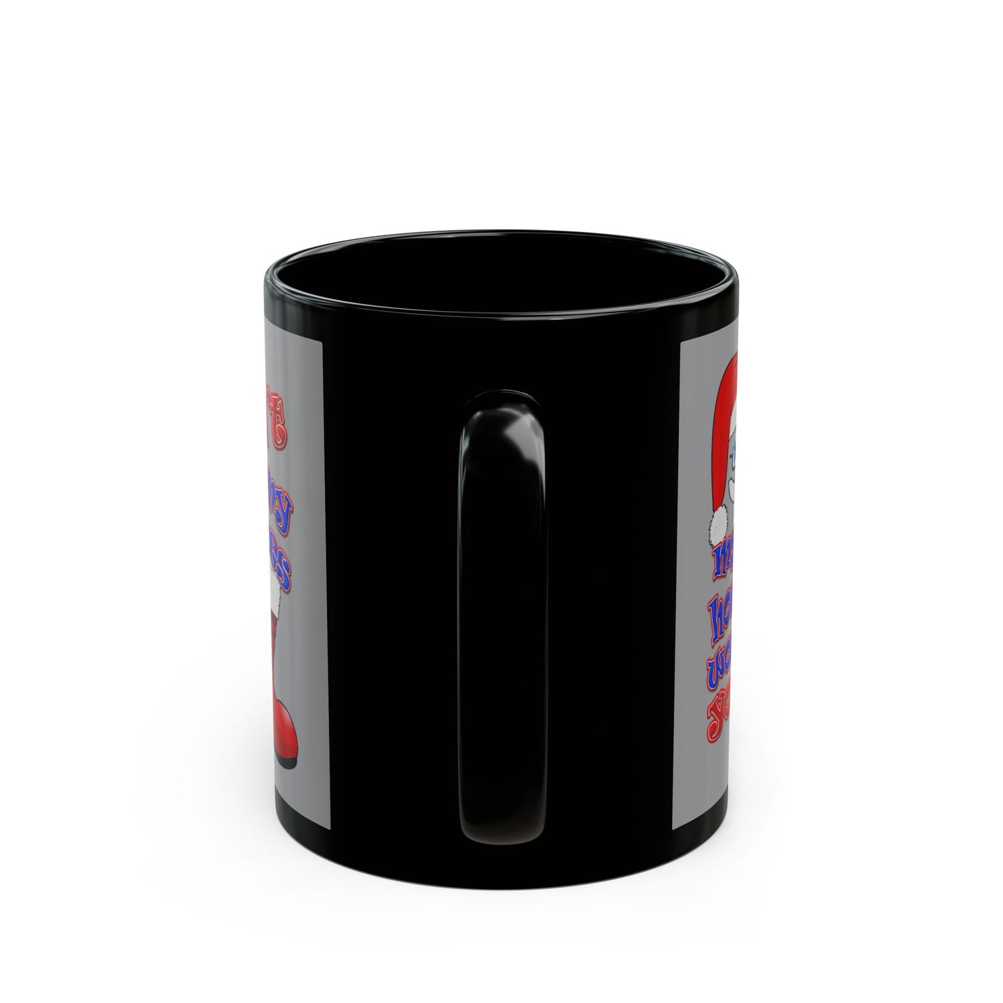 santa's shoes - Black Mug (grey)