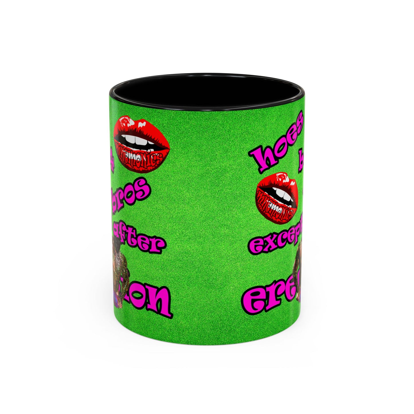 hoes b4 bros - Accent Mug (green turf)