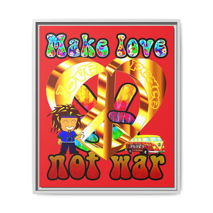 love peace - framed canvas art (red)
