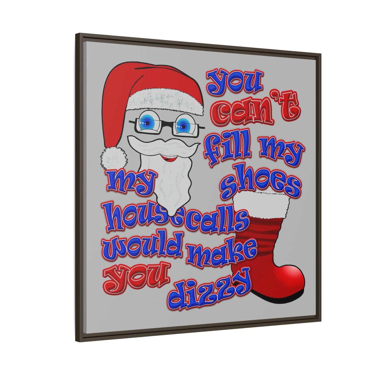 santa's shoes - framed canvas art (light grey)