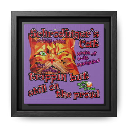 schrodinger's cat - framed canvas art (light purple)