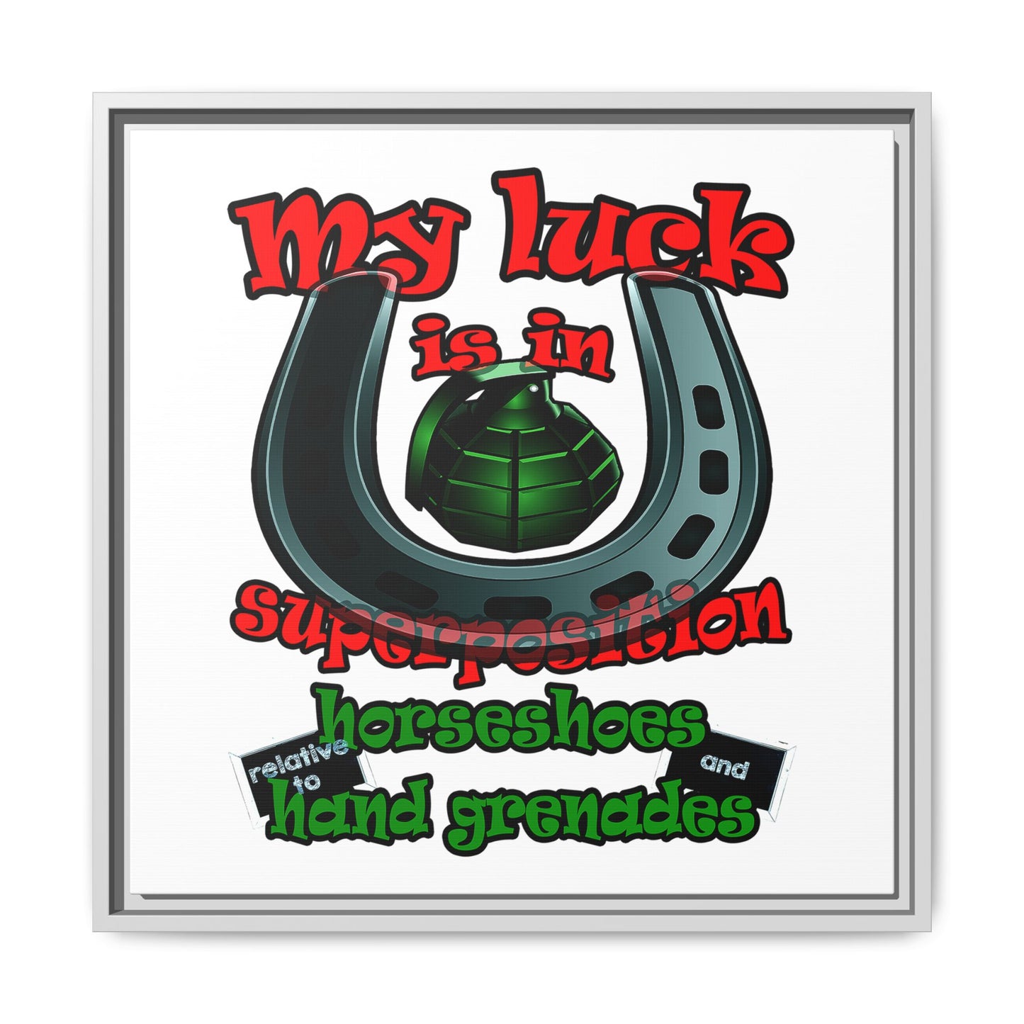 my luck - framed canvas art (white)
