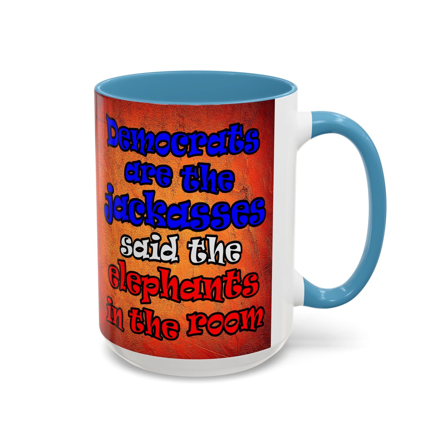 donkeys and elephants - Accent Mug (burnt orange)