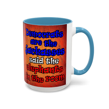 donkeys and elephants - Accent Mug (burnt orange)
