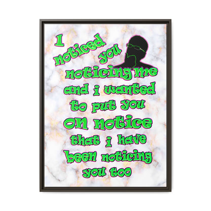 noticed you noticing - framed canvas art (white marble)