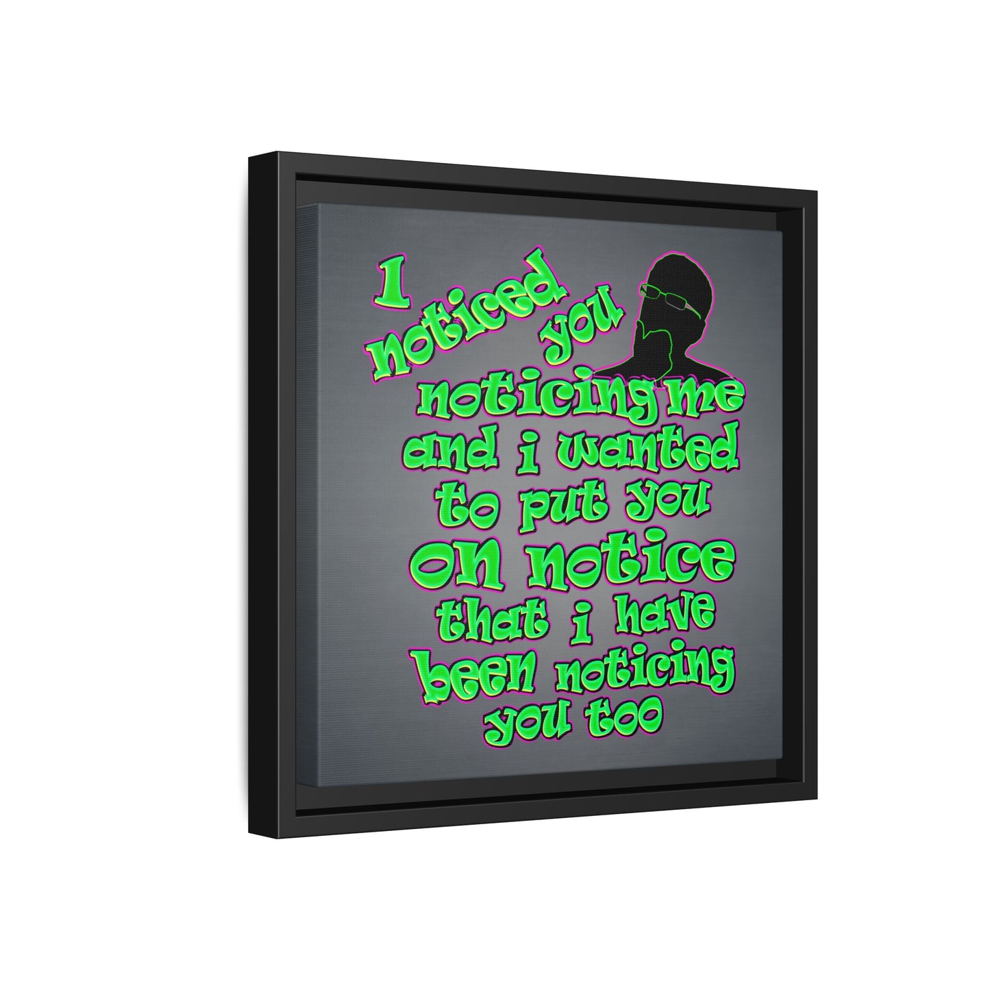noticed you noticing - framed canvas art (grey-light grey)