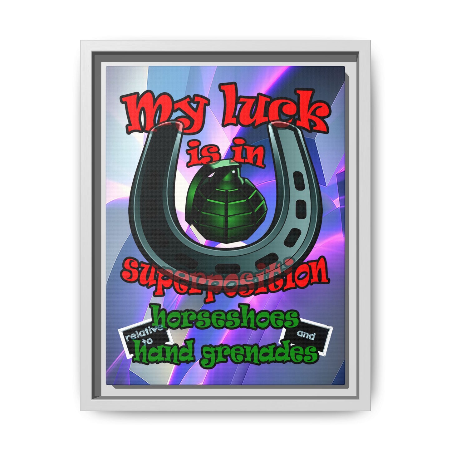 my luck - framed canvas art (grey-pink wave)