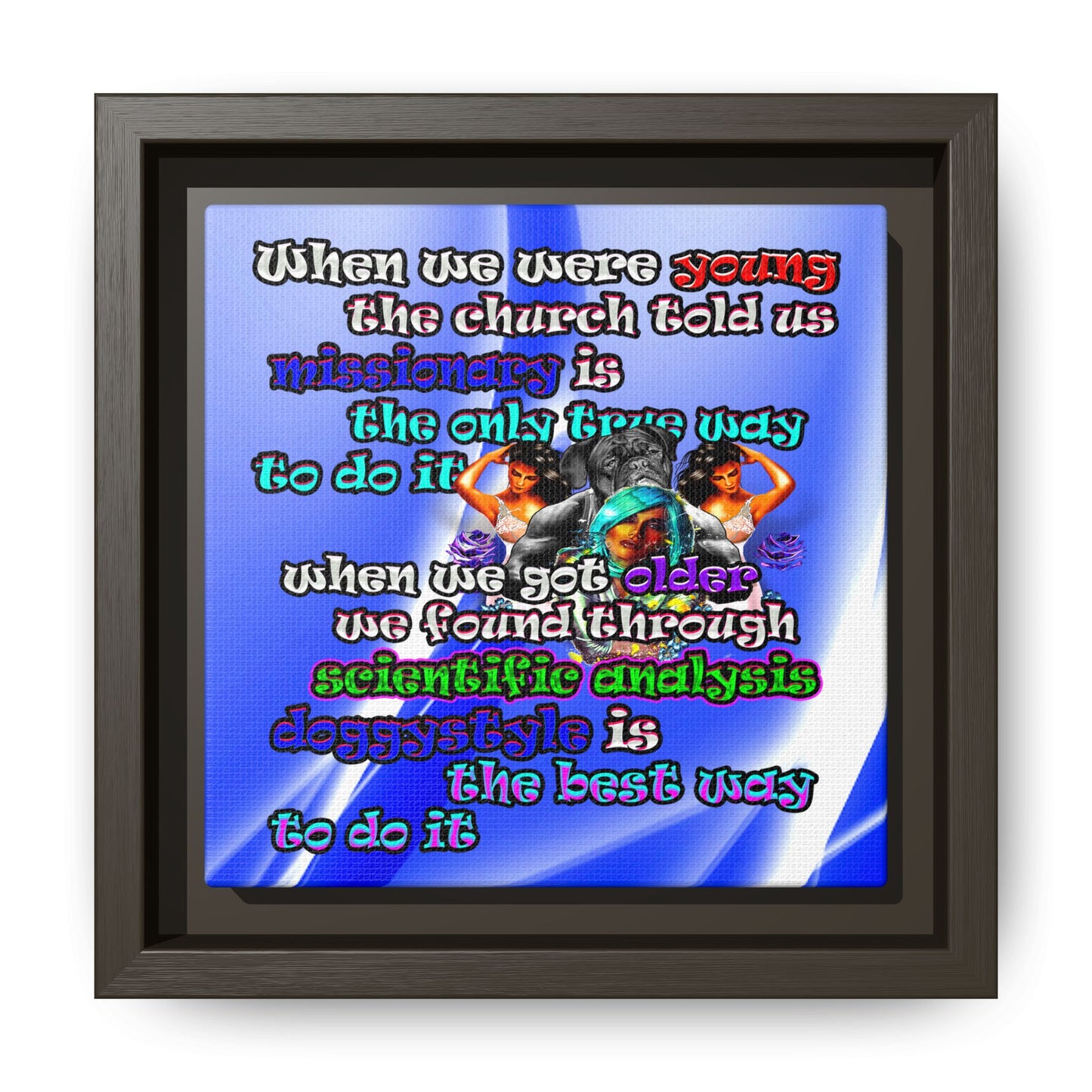 doggystyle - framed canvas art (blue-white wave)