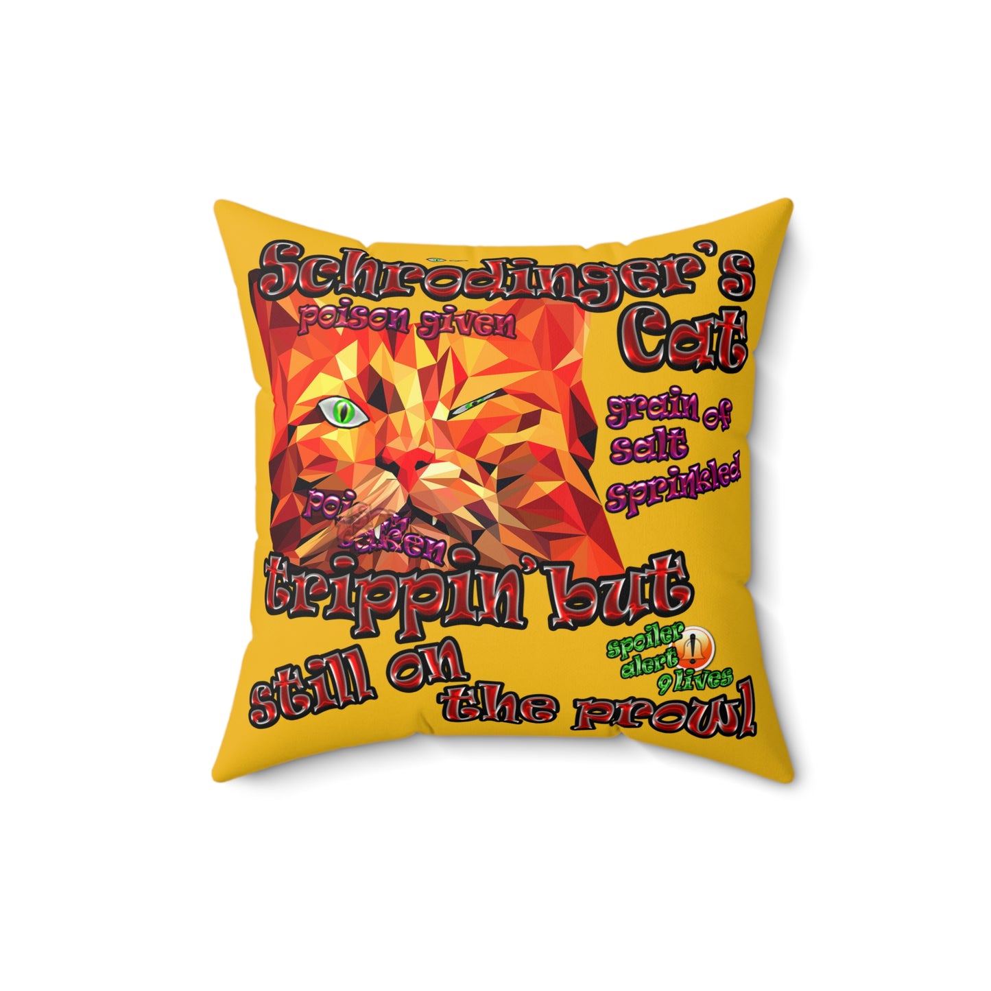 schrodinger's cat - Spun Polyester Square Pillow - (yellow)