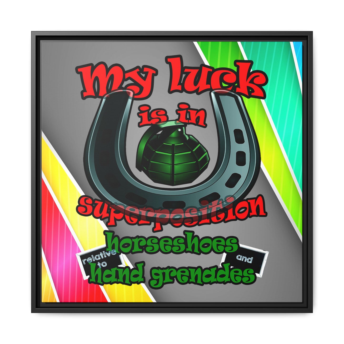 my luck - framed canvas art (rainbow split)