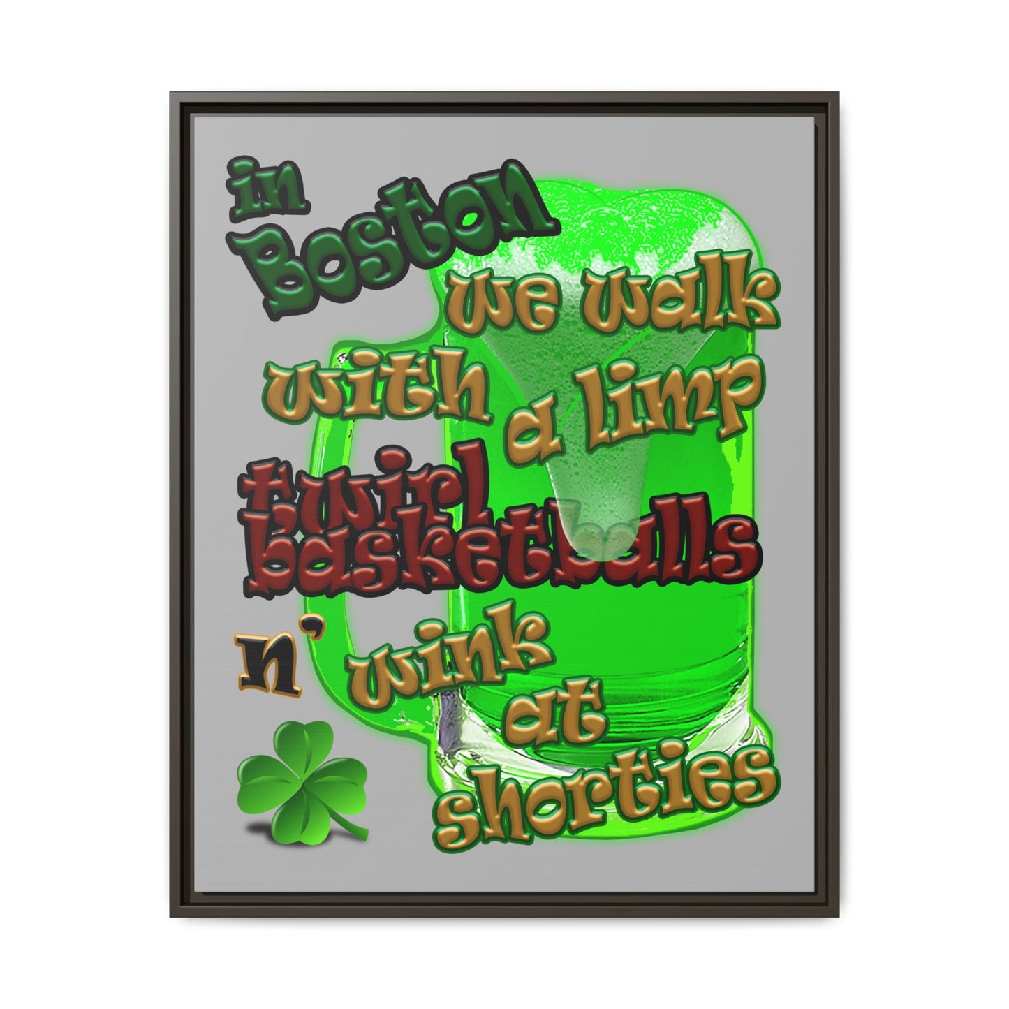 celtics logo - framed canvas art (light grey)