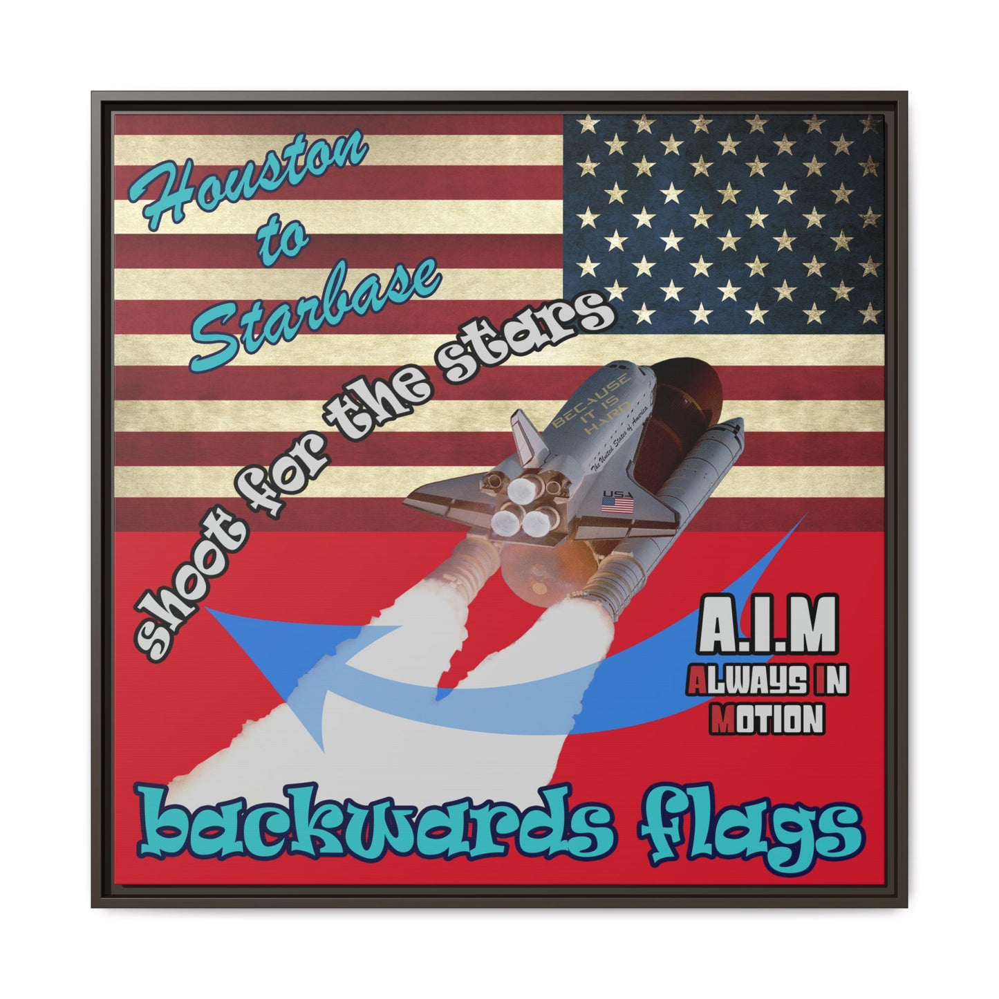 shoot for the stars - framed canvas art (dark red)