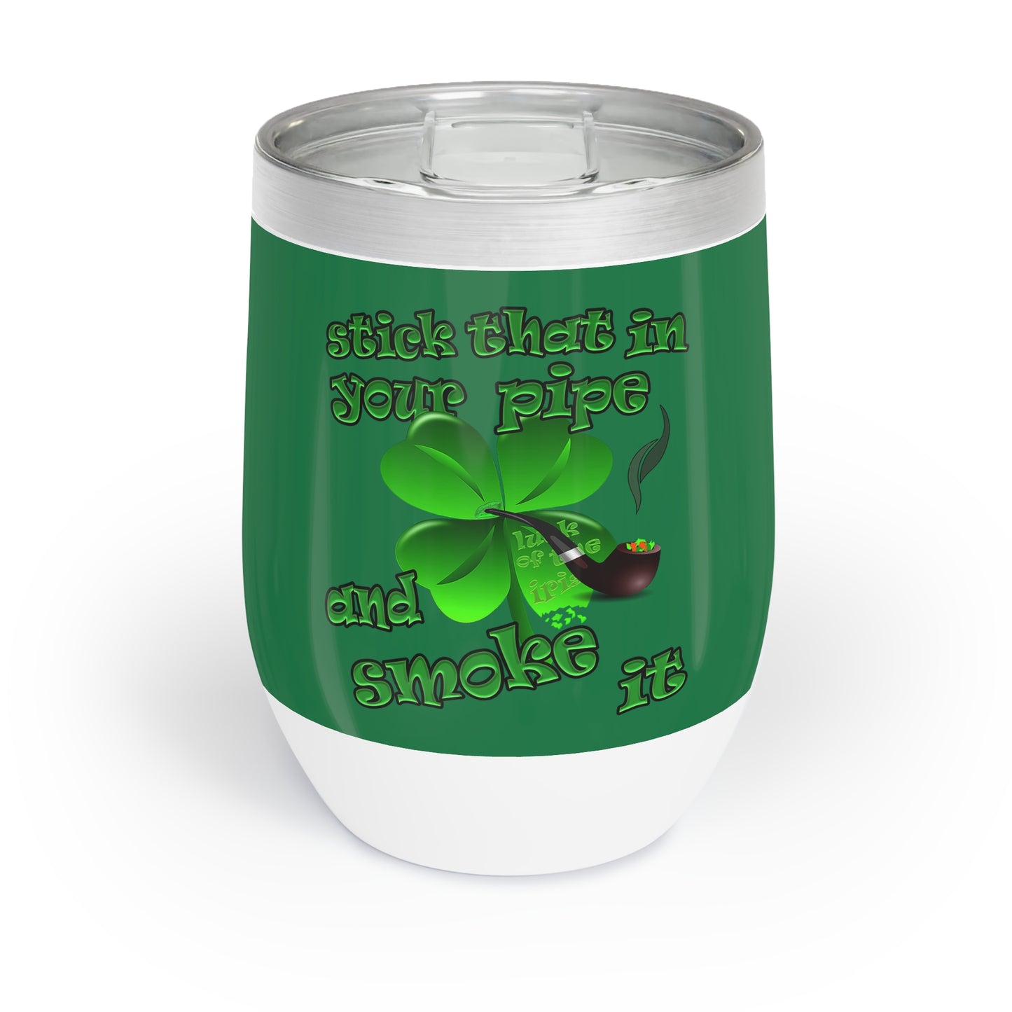 celtics logo - Chill Wine Tumbler (dark green)