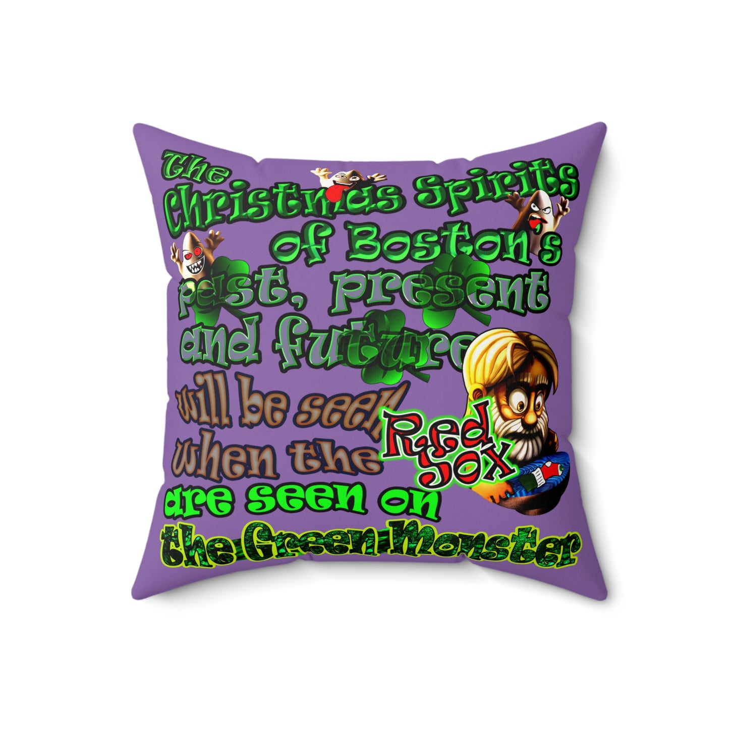 christmas spirits of boston - Faux Suede Square Pillow - (light purple)