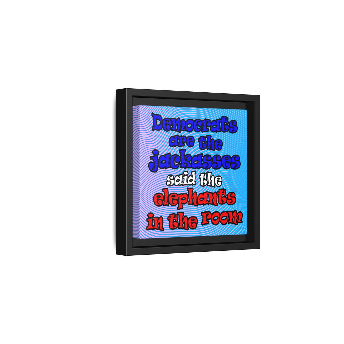 donkeys and elephants - framed canvas art (light blue-purple wave)