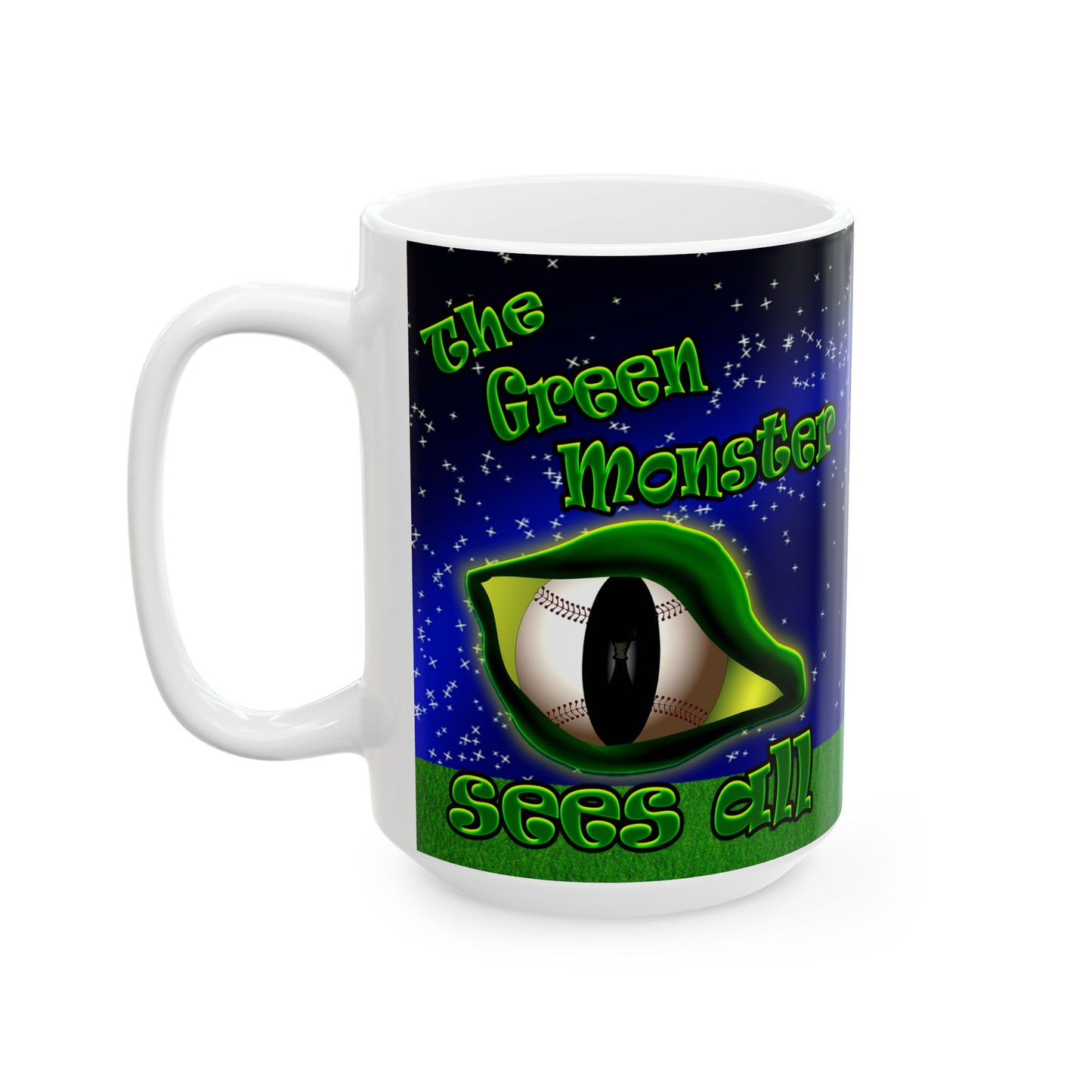 green monster - White Mug ('snoops' background)