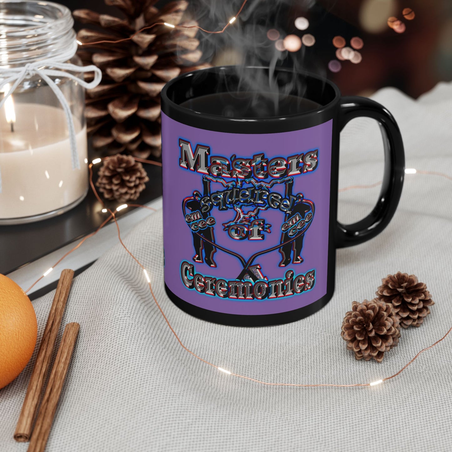 em cee squared - Black Mug (light purple)