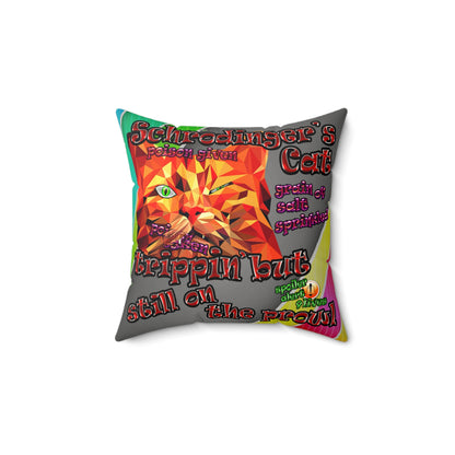schrodinger's cat - Faux Suede Square Pillow - (rainbow split)